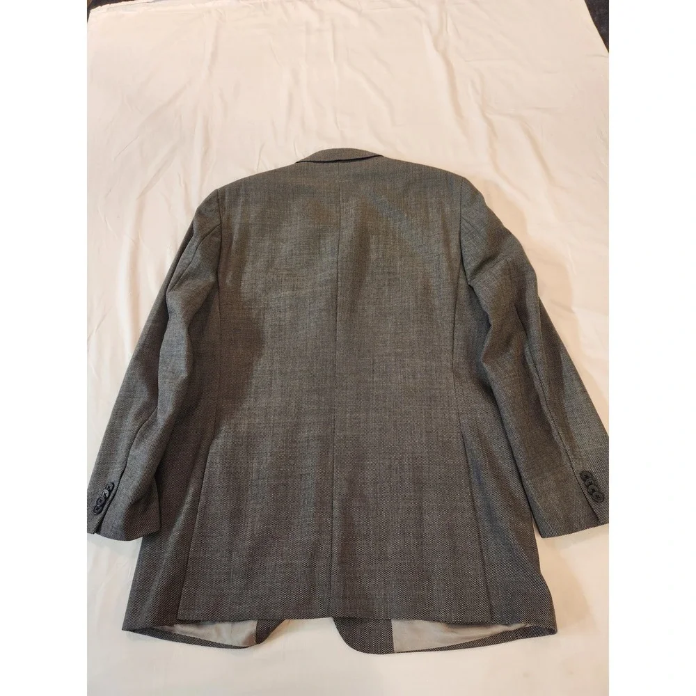 Tommy‎ Hilfiger Mens 44L Grey 100% Wool Micro Pattern 2-Button Blazer Jacket